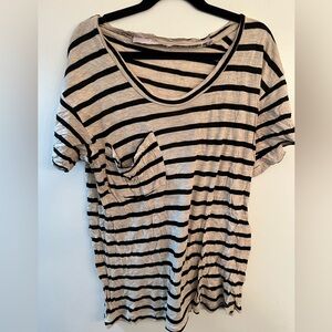 Kain Label Modal Striped Black and Cream Women's Short Sleeve Top